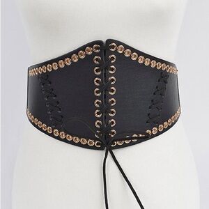 Corset stretch belt with eyelet. Polyurethane/elastic. Sexy belt front lace